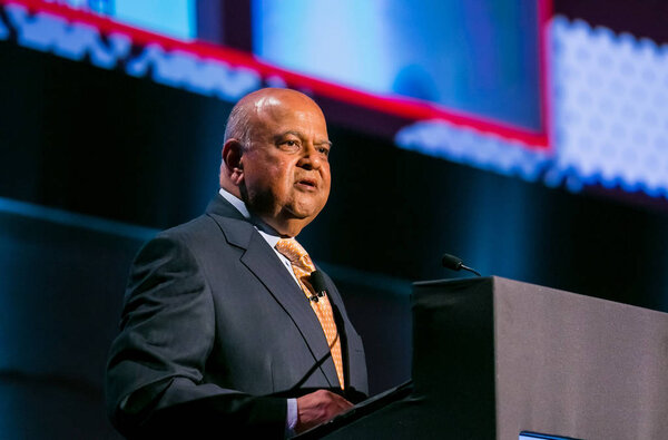 Johannesburg, South Africa, November 23, 2017 Pravin Gordhan the Ex Finance Minister of South Africa speaking at The Gathering, a 1 day event focused on the ANC ELECTIVE CONFERENCE 2017