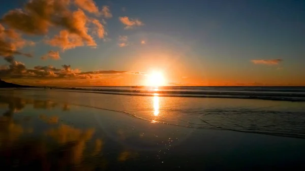 Drammatico Cielo Tramonto Sulla Spiaggia Noordhoek Città Del Capo Sud — Foto Stock