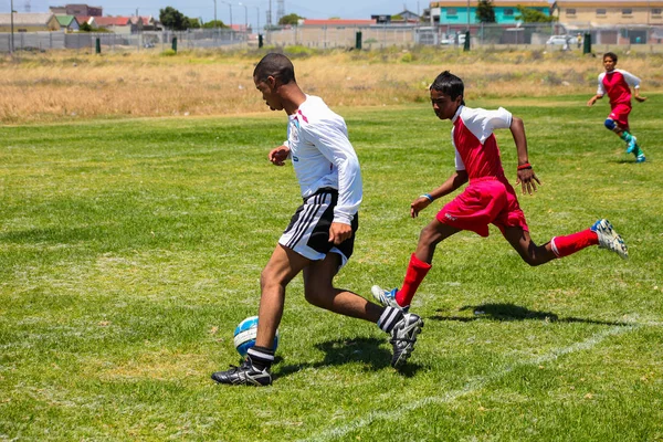 Ciudad Del Cabo Sudáfrica Diciembre 2011 Diversos Niños Jugando Fútbol — Foto de Stock
