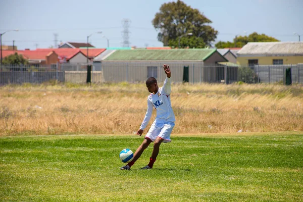 Cape Town Güney Afrika Aralık 2011 Çeşitli Çocuk Okulda Futbol — Stok fotoğraf