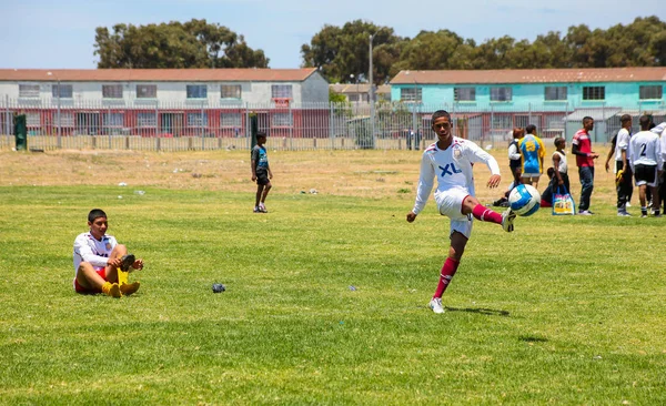 Prosince 2011 Kapské Město Jižní Afrika Děti Hrají Fotbal Fotbal — Stock fotografie