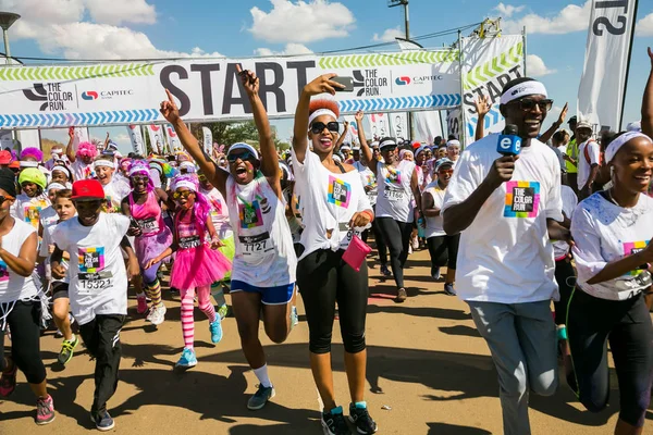 Soweto África Sul Abril 2017 Diversas Pessoas Correndo Maratona Color — Fotografia de Stock