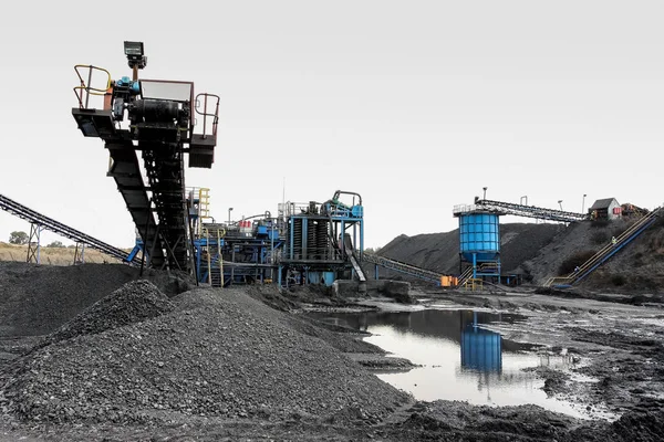 Otevřené Jámy Těžbě Uhlí Zpracování Jižní Africe Praní Skladování — Stock fotografie