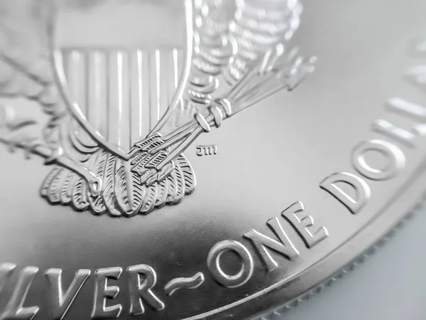 Makro Som Närbild 999 Silver American Eagle Bullion Mynt Som — Stockfoto