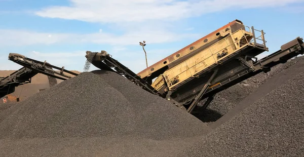 Large piles of processed Manganese rich ore rock Manganese Mining and processing in South Africa