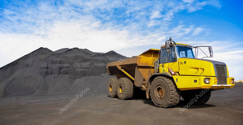 Mining Dump Truck transporting Manganese for processing, Manganese Mining and processing in South Afric