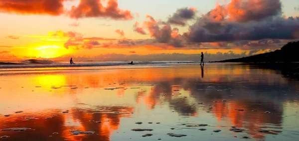 Dramatic Cer Roșu Plajă Apus Soare Scene Călătorie Vacanță Cape — Fotografie, imagine de stoc