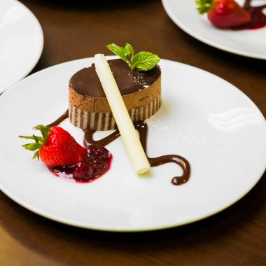 Gala yemeği ziyafet Event'de catering için fantezi yumuşak çikolatalı puding tatlısı