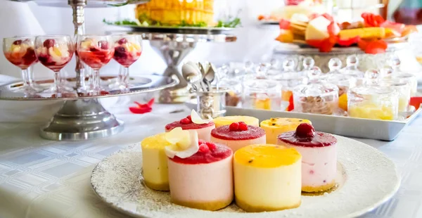 Vruchten Smaak Zachte Pudding Desserts Een Tafel Bedrijfsevenement Feestzaal — Stockfoto