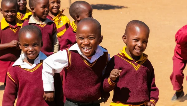 Polokwane Südafrika April 2009 Afrikanische Grundschulkinder Der Mittagspause — Stockfoto