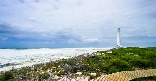 Faro Escarpada Costa Ciudad Del Cabo Sudáfrica Durante Día — Foto de Stock