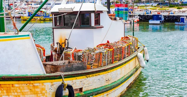 Gamberi Barca Granchio Galleggiante Nel Porto Kalk Bay Città Del — Foto Stock