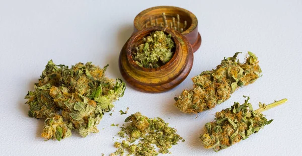 Närbild Torkad Cannabis För Medicinskt Bruk Medicinsk Marijuana — Stockfoto