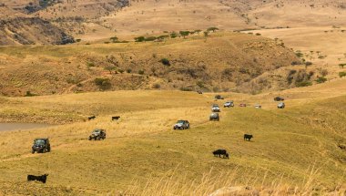 Harrismith, Güney Afrika - 02 Ekim 2015: 4x4 Dağ Yolu Sürücü Eğitimi Drakensberg 'deki Camp Jeep' te