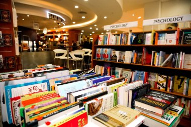 Johannesburg, South Africa - April 27 2011: Interior of an Up-Market Retail Book Store clipart
