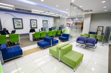 Johannesburg, Güney Afrika - 17 Haziran 2011: Modern Afrika Bankasının İçi