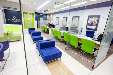 Johannesburg, Güney Afrika - 17 Haziran 2011: Modern Afrika Bankasının İçi