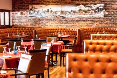 Booth tarzı restoran Diner Johannesburg, Güney Afrika - 07 Ağustos 2013: iç kahverengi iç