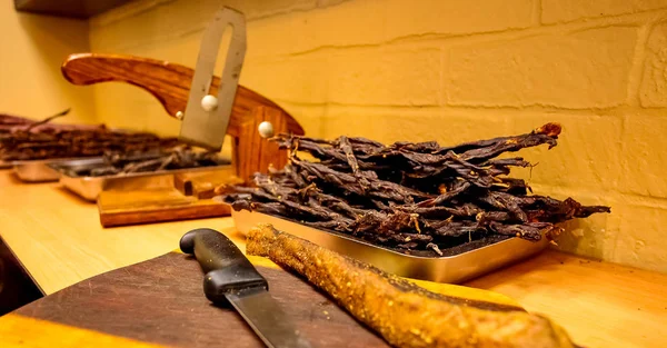 Interiör Beef Jerky Biltong Butik — Stockfoto