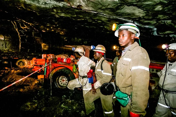 Johannesburgo Sudáfrica Agosto 2008 Minería Maquinaria Subterránea Platino Paladio — Foto de Stock