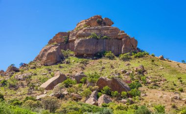 Harrismith, Güney Afrika - 18 Ekim 2012: kırsal dağ sahne Basotho Kültür Köyü'nde