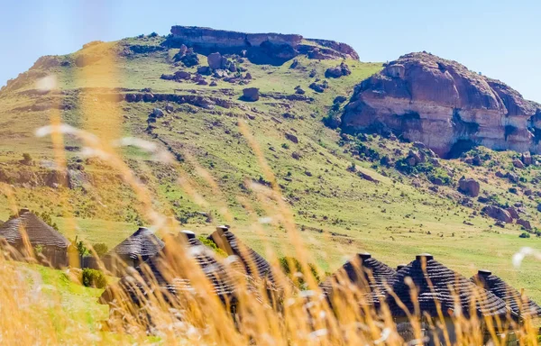 Basotho Kulturní Vesnice Dračích Horách Jižní Afrika — Stock fotografie