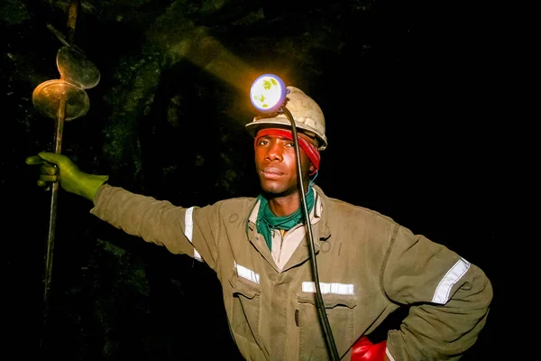 Johannesburgo Sudáfrica Agosto 2008 Minería Maquinaria Subterránea Platino Paladio — Foto de Stock