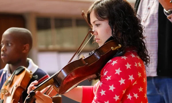 Diverse youth at music school orchestra — Stock Photo, Image