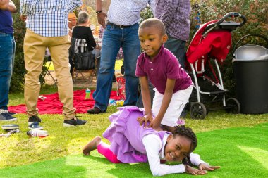 Genç aileler bir park piknik 