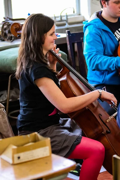 Diversi giovani all'orchestra della scuola di musica — Foto Stock