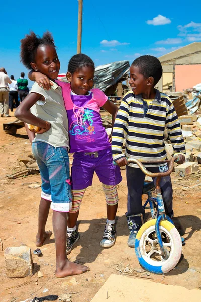 African Children in a Tornado damaged Township — Stock Photo, Image