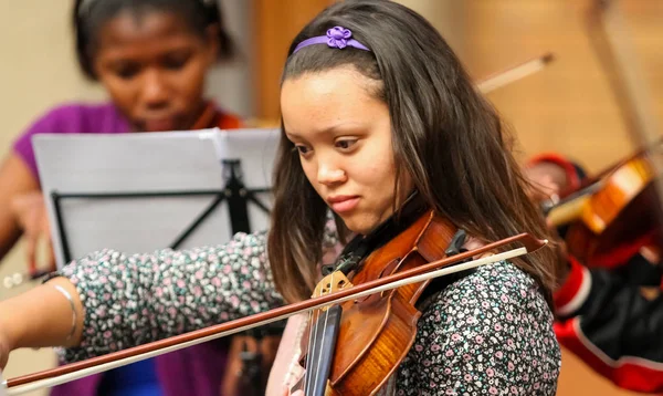 Diverse youth at music school orchestra — Stock Photo, Image