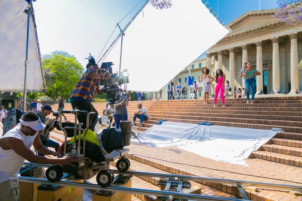 Detrás de las escenas de un anuncio de televisión Film Set en el lugar en — Foto de Stock