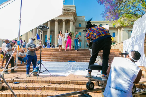 Detrás de las escenas de un anuncio de televisión Film Set en el lugar en — Foto de Stock