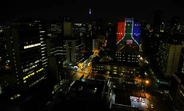 High Angle view of illuminated building and street scenes of Bra — Stock Photo, Image