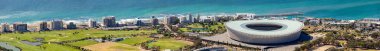 Elevated Panoramic view of Green Point Stadium in Cape Town Sout clipart