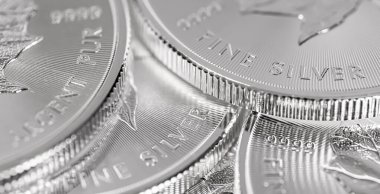 Cape Town, Güney Afrika - 17 Ağustos 2019: 9999 Silver Maple Leaf Bullion Coin