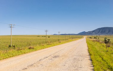 Güney Afrika Çiftlik Bölgesi 'nde boş bir karayolu manzarası