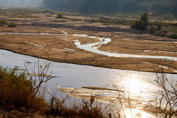 南非荒野保护区的半干涸河床 — 图库照片