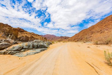Güney Afrika 'nın çorak kesimindeki Richtersveld Ulusal Parkı' ndaki kayalarda bakır cevheri birikintileri var.