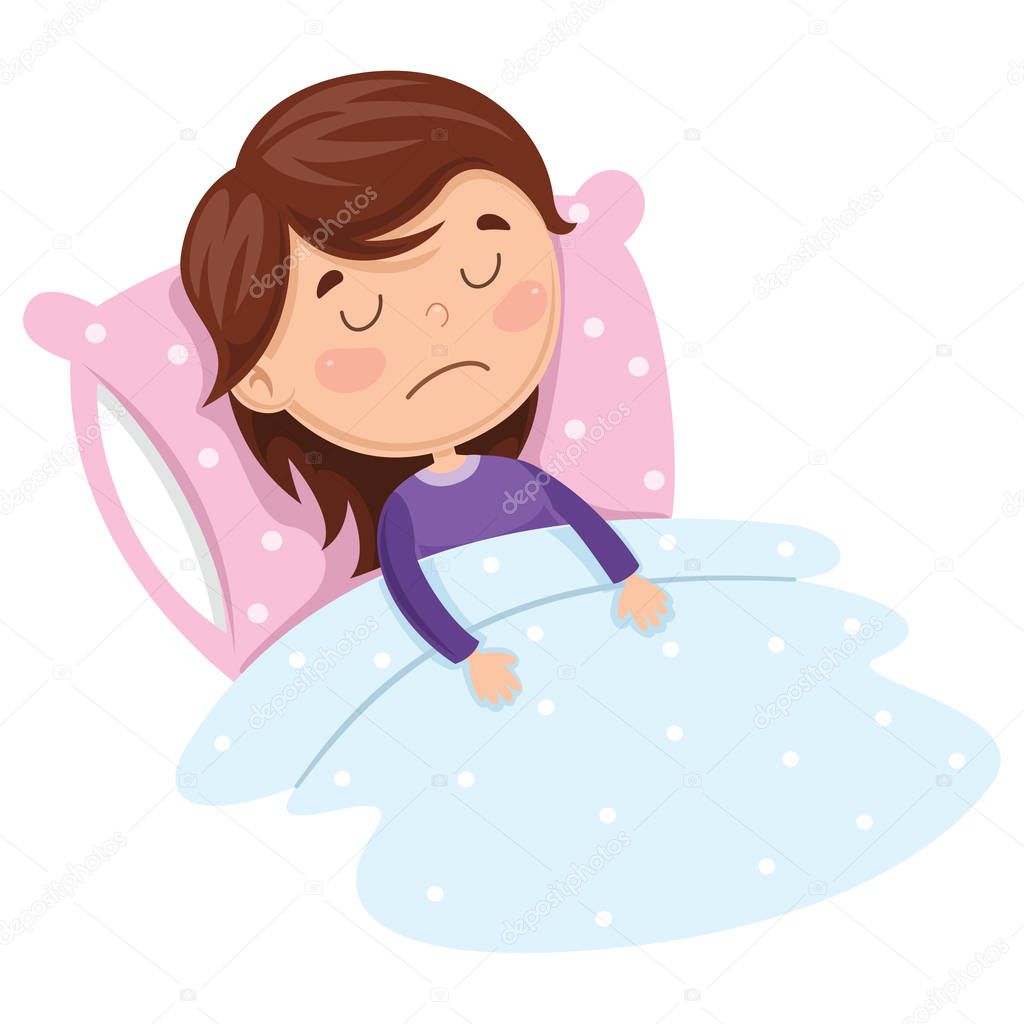 Vector Illustration Of Kid Sleeping