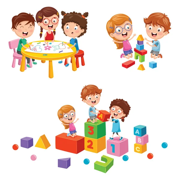 Ilustración Vectorial Niños Jugando — Archivo Imágenes Vectoriales