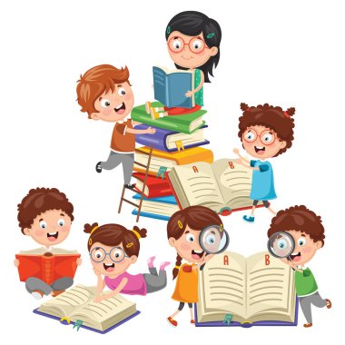 Kitap okuma vektör çizim
