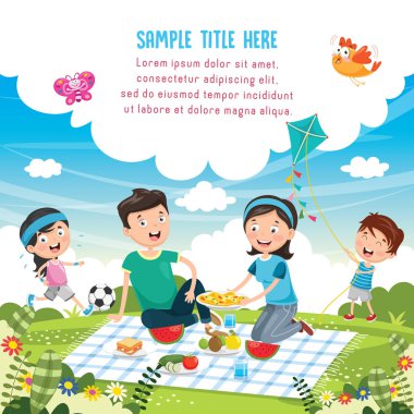 Aile pikniği vektör çizim