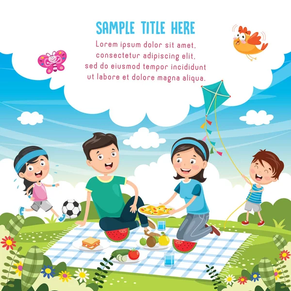 Aile pikniği vektör çizim