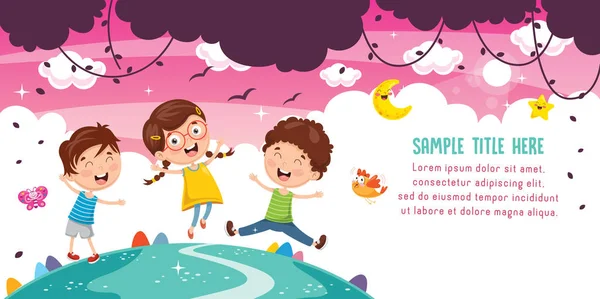 Vector Illustration Kids Playing — Stock Vector