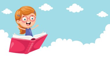 Okul çocukları uçan vektör çizim