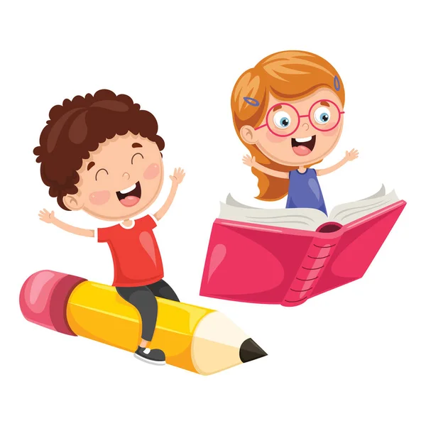 Εικονογράφηση Διάνυσμα Των Παιδιών Σχολικής Ηλικίας Που Φέρουν — Διανυσματικό Αρχείο