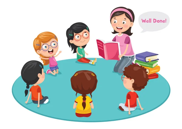 Vector Illustration Preschool Children — Stock Vector