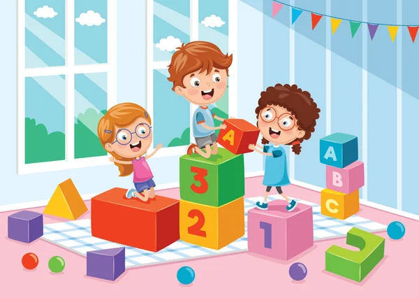 Vector Illustration Preschool Children — Stock Vector